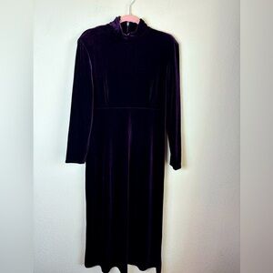 Vintage KC Spencer NY Eggplant Purple Velvet High Neck Maxi Dress 12